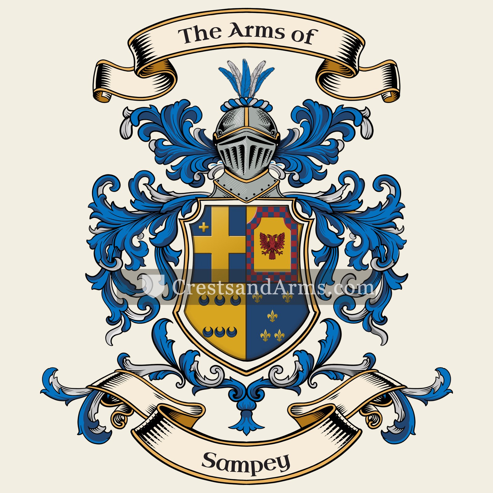 The Sampey coat of arms, drawn from the recorded blazon