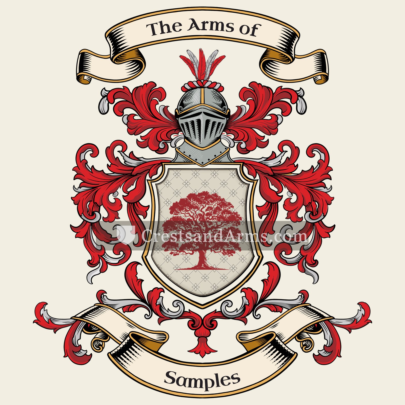 The Samples coat of arms, drawn from the recorded blazon