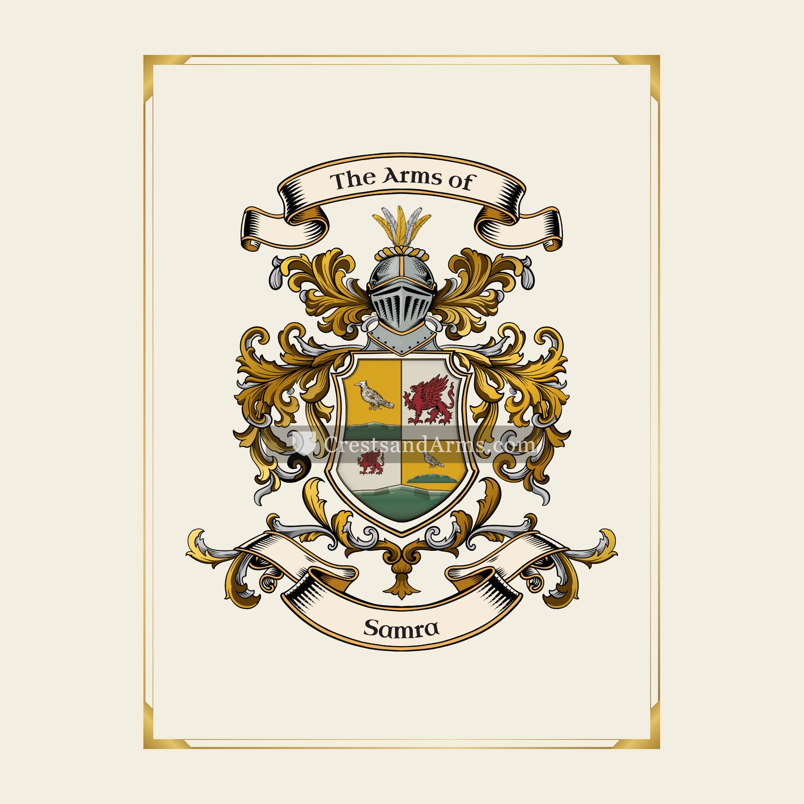 With gold border