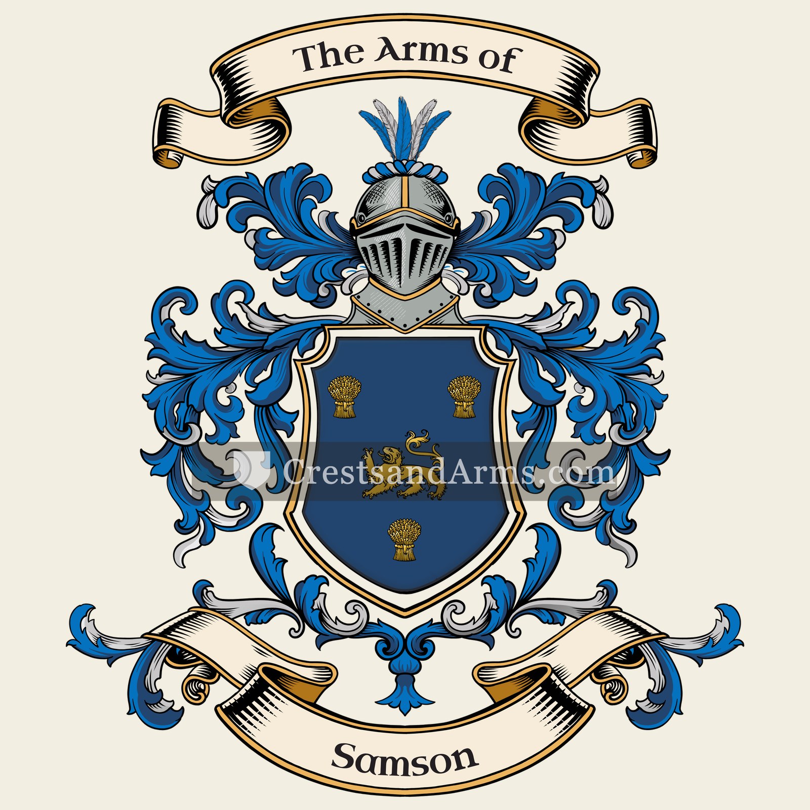 The Samson coat of arms, drawn from the recorded blazon