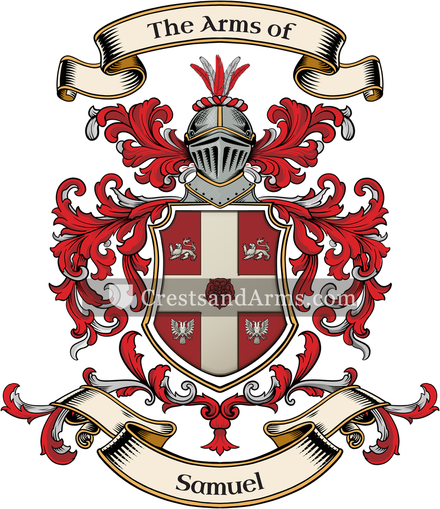 The Samuel coat of arms, drawn from the recorded blazon