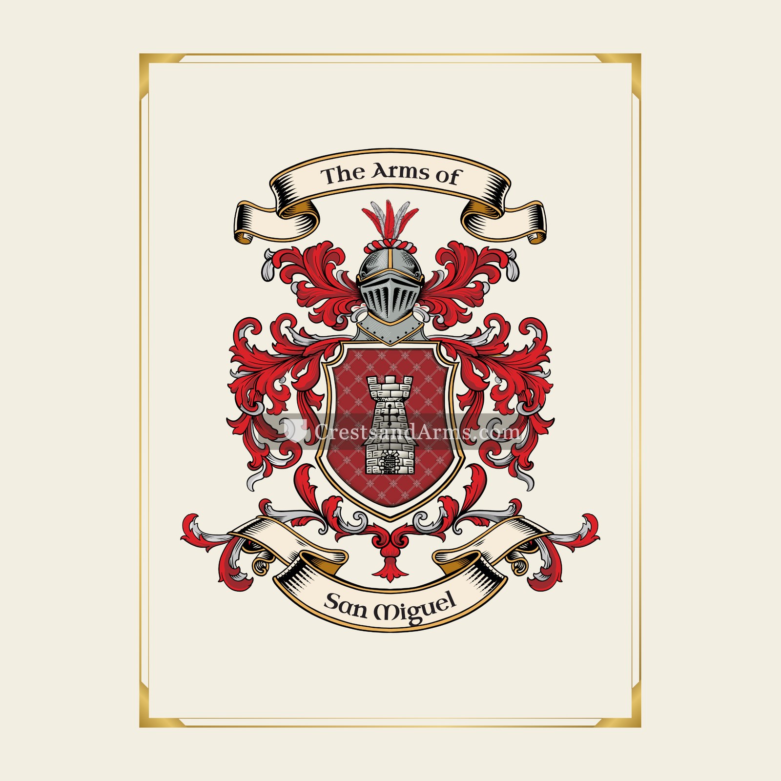 With gold border