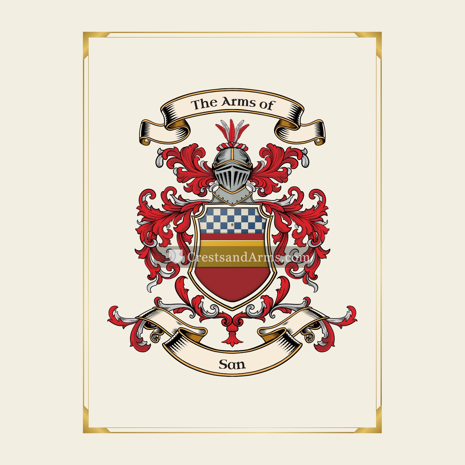 With gold border