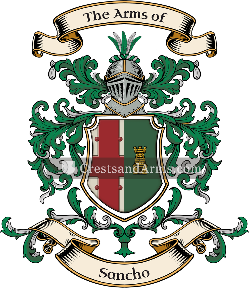 The Sancho coat of arms, drawn from the recorded blazon