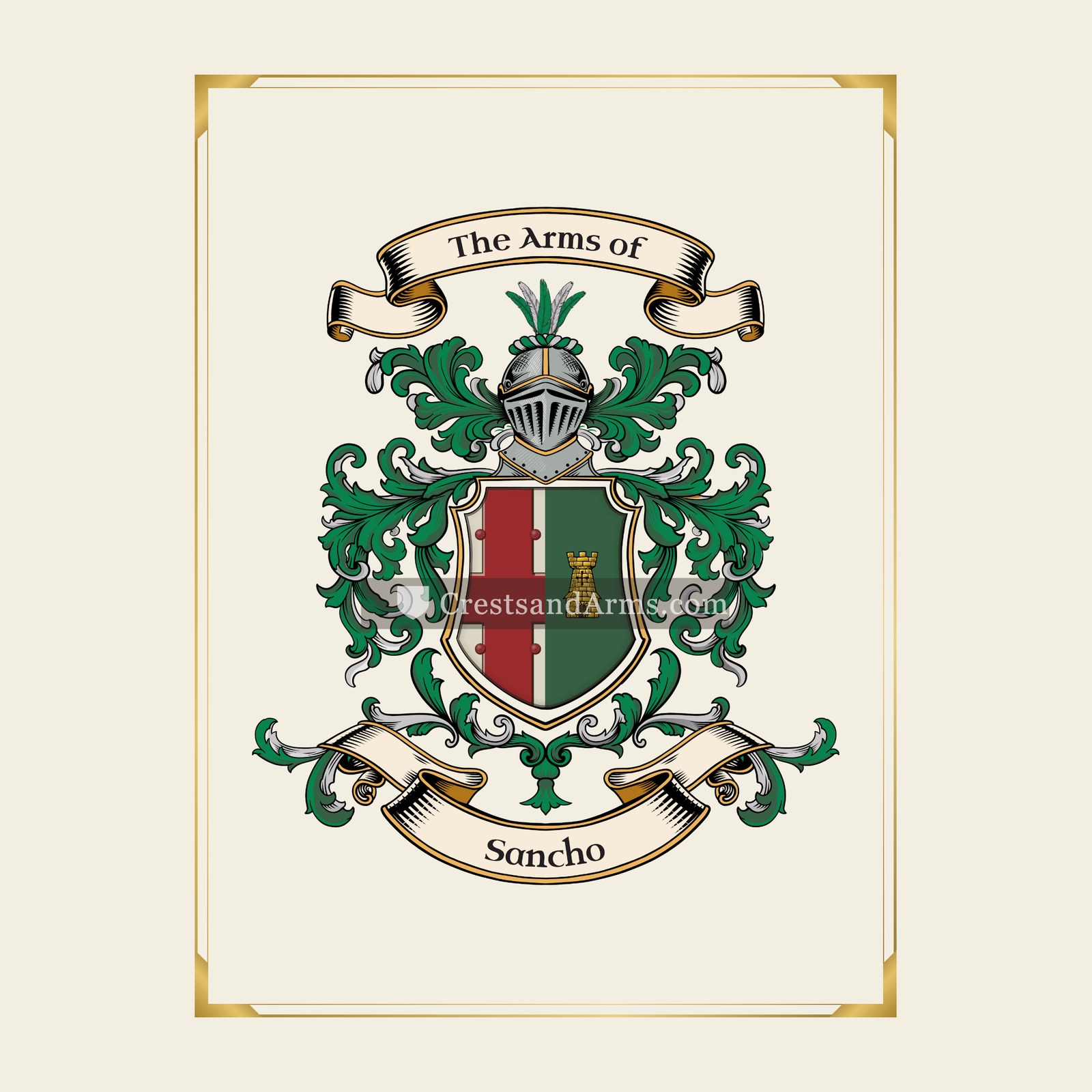 With gold border