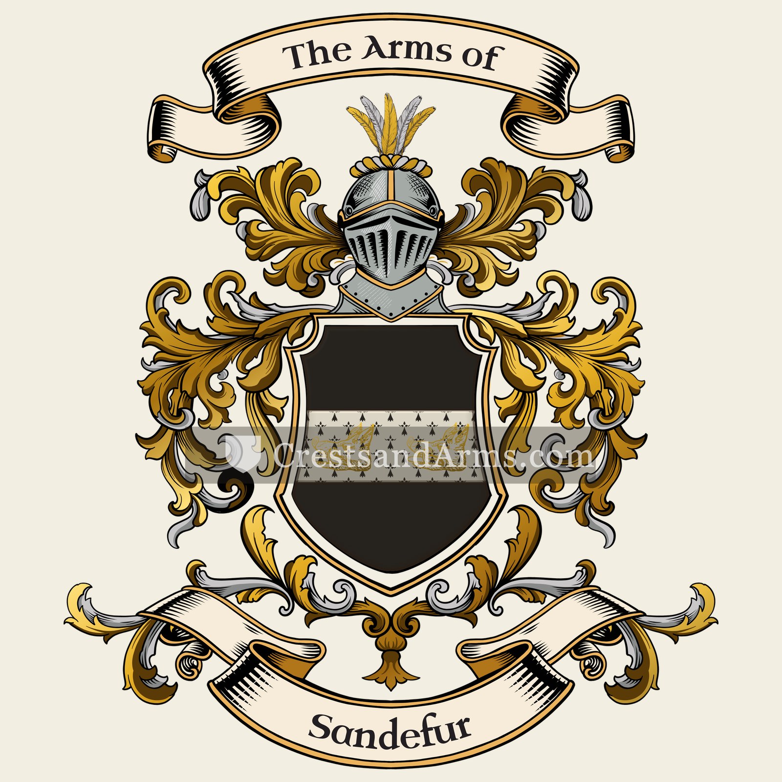 The Sandefur coat of arms, drawn from the recorded blazon