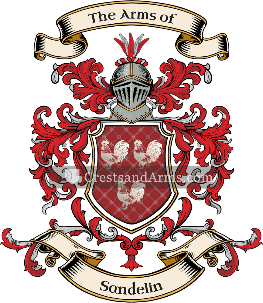 The Sandelin coat of arms, drawn from the recorded blazon