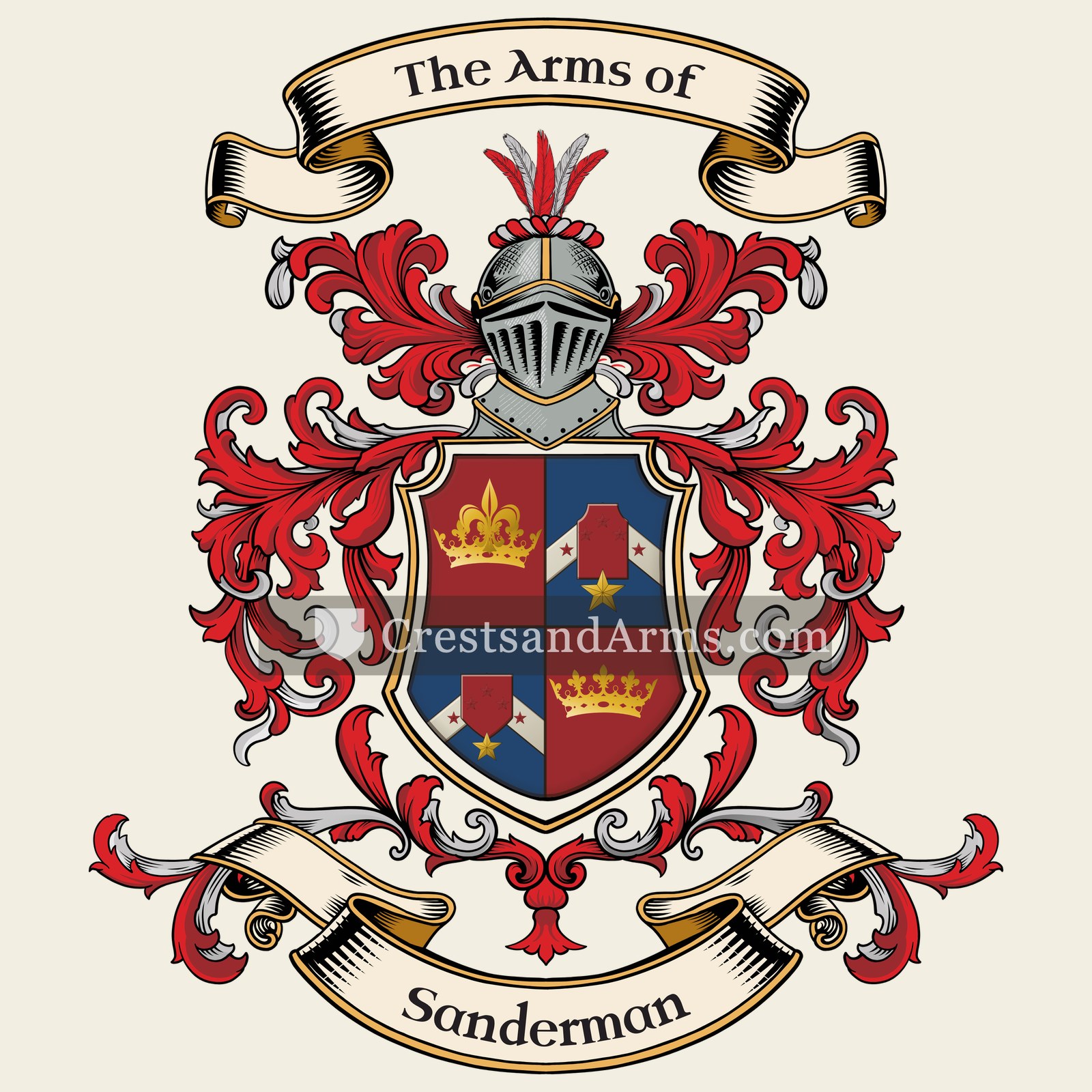 The Sanderman coat of arms, drawn from the recorded blazon