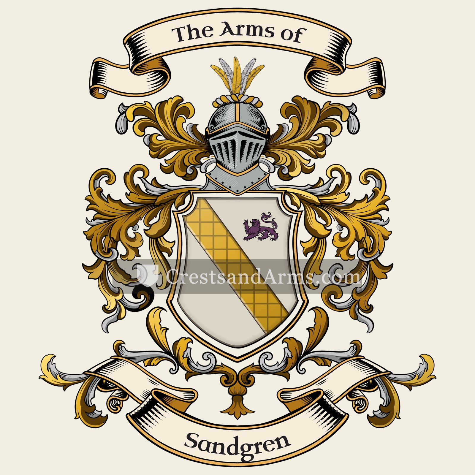 The Sandgren coat of arms, drawn from the recorded blazon