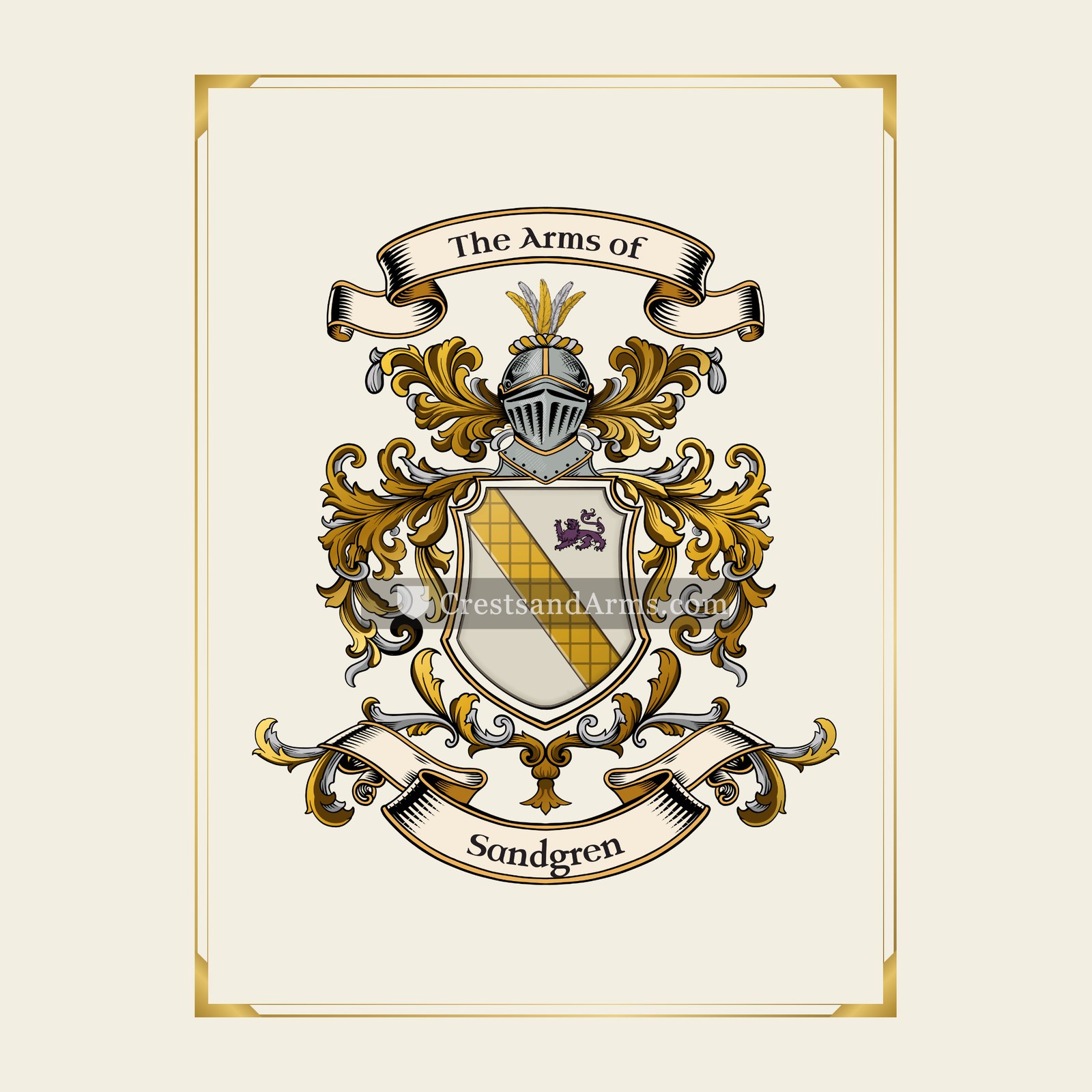 With gold border