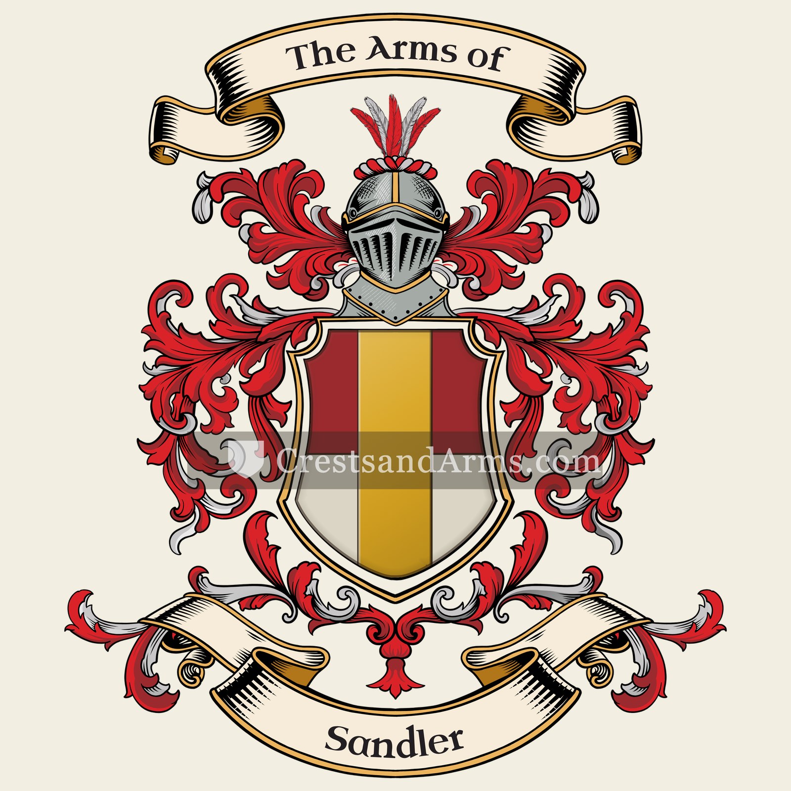 The Sandler coat of arms, drawn from the recorded blazon