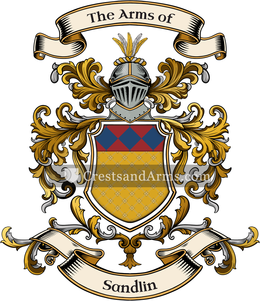 The Sandlin coat of arms, drawn from the recorded blazon