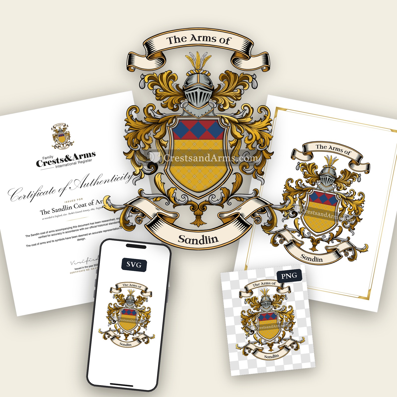 The Sandlin arms on the coat of arms — digital pack