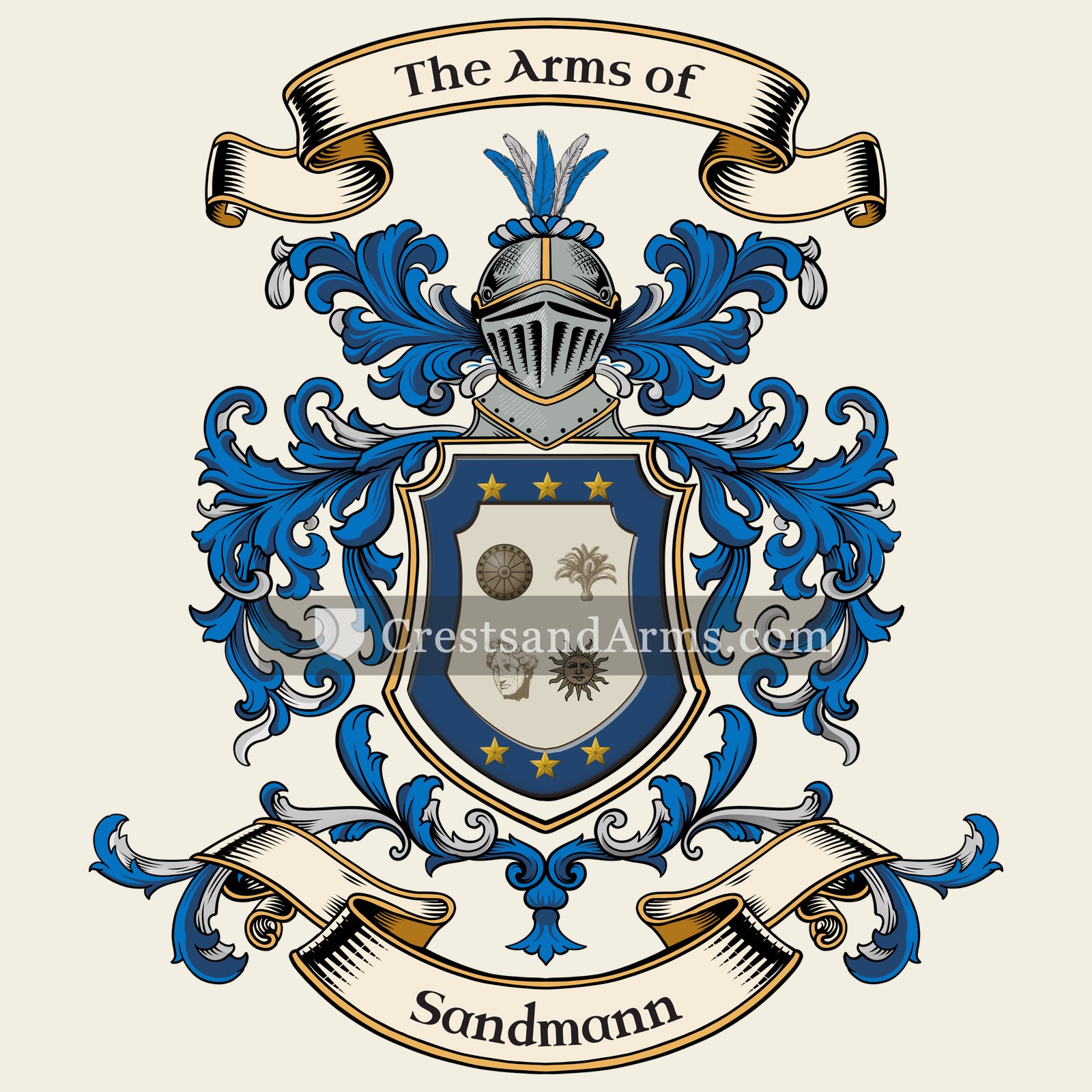 The Sandmann coat of arms, drawn from the recorded blazon