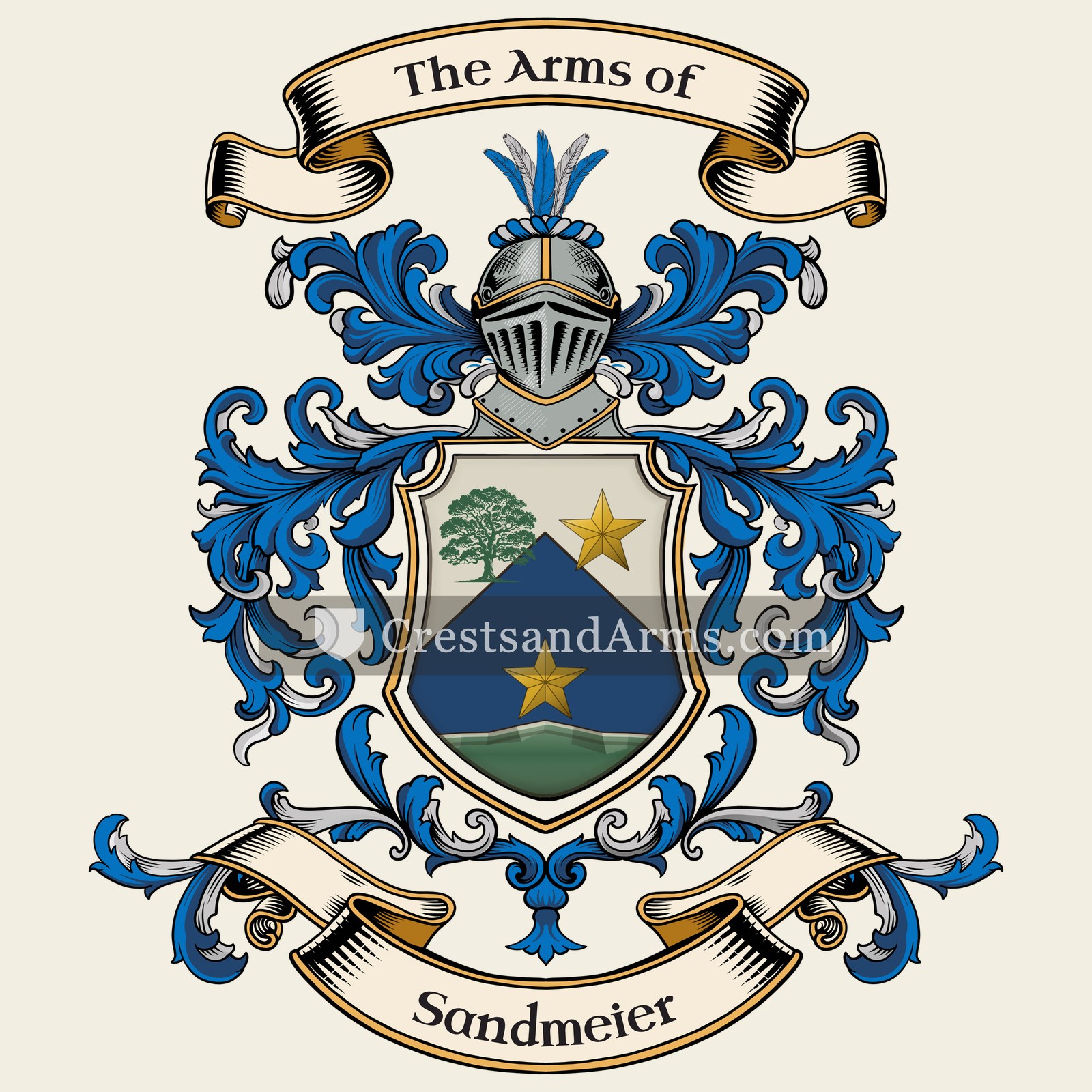 The Sandmeier coat of arms, drawn from the recorded blazon