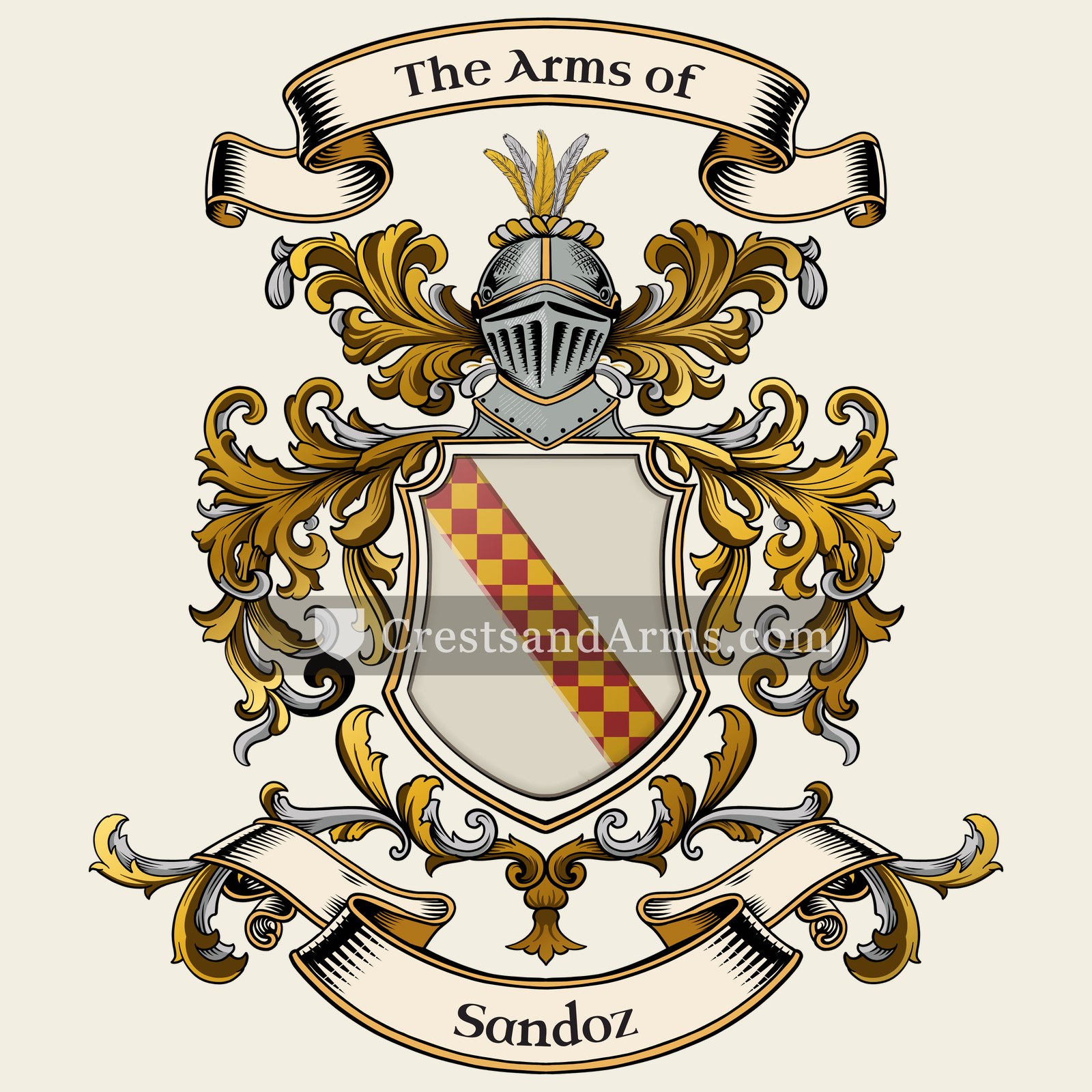 The Sandoz coat of arms, drawn from the recorded blazon