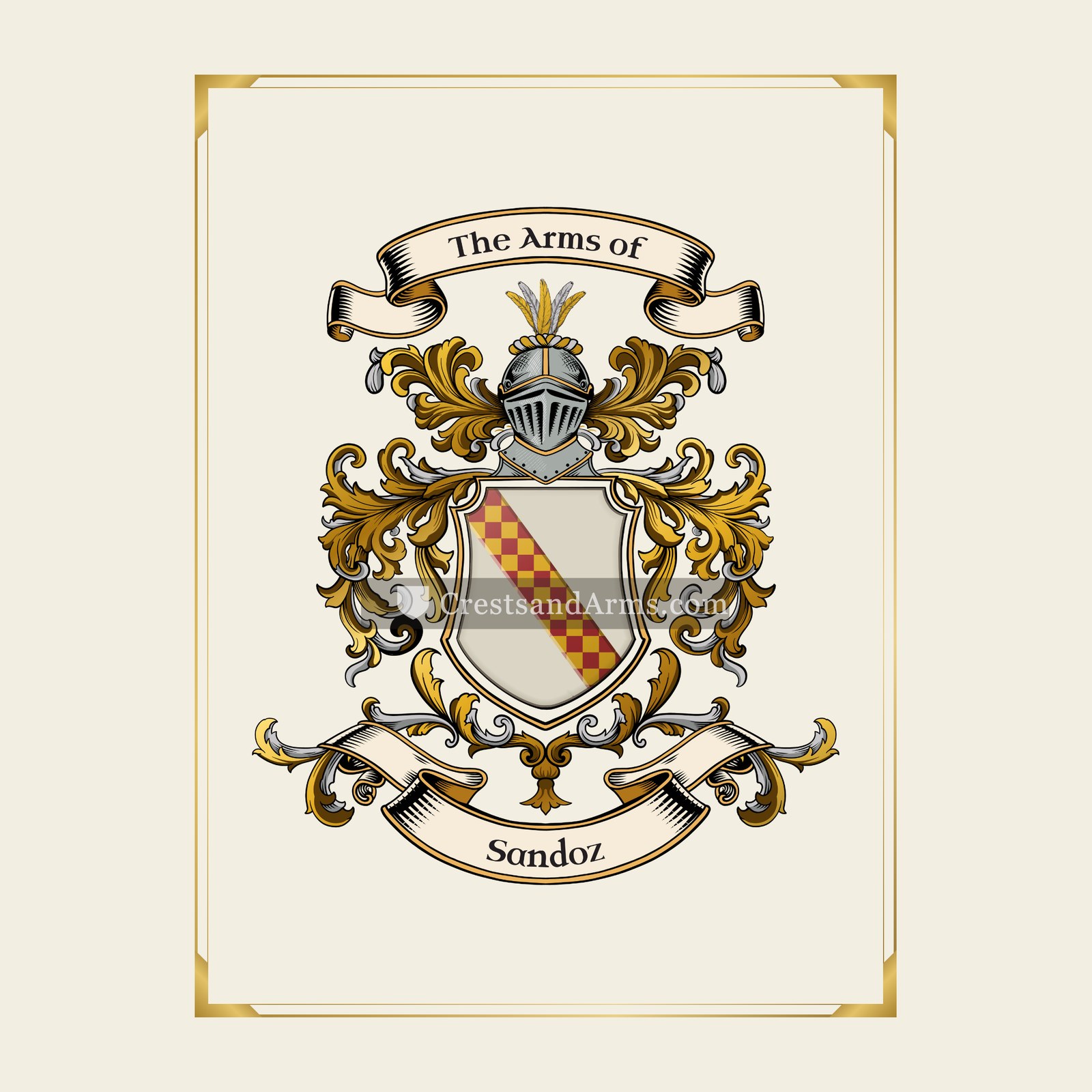 With gold border