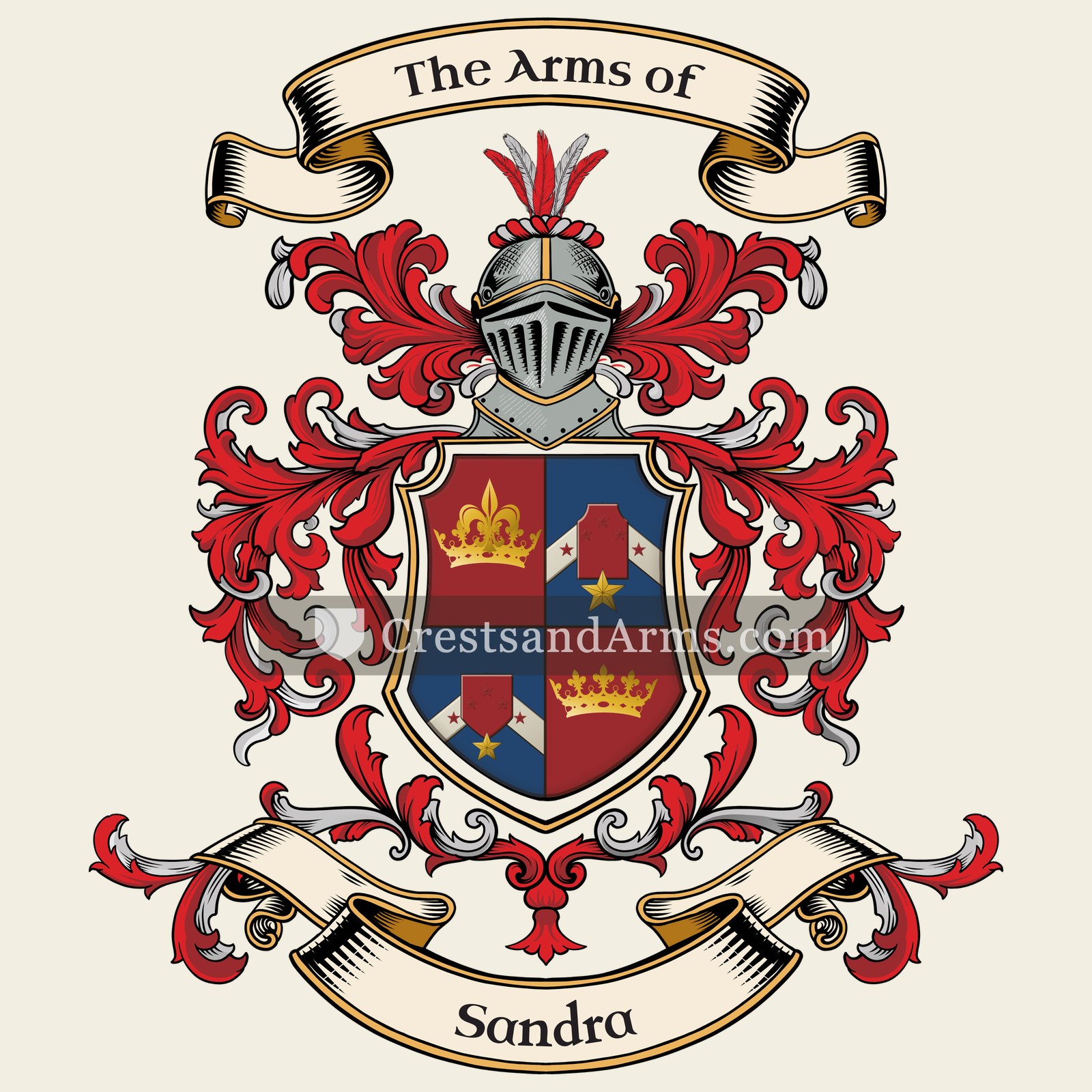 The Sandra coat of arms, drawn from the recorded blazon