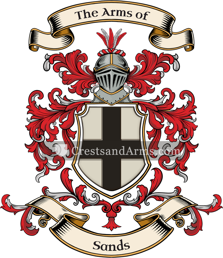 The Sands coat of arms, drawn from the recorded blazon