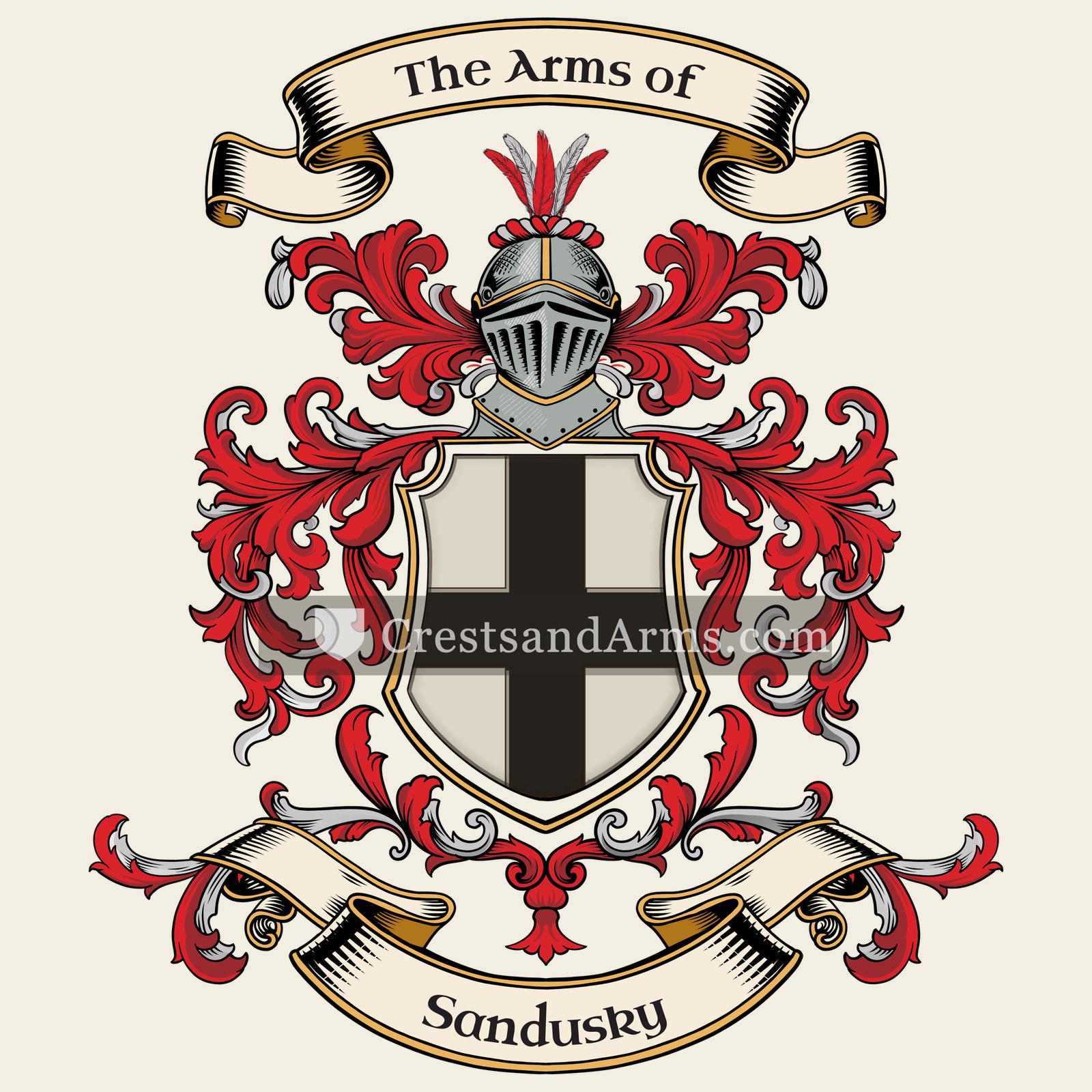 The Sandusky coat of arms, drawn from the recorded blazon