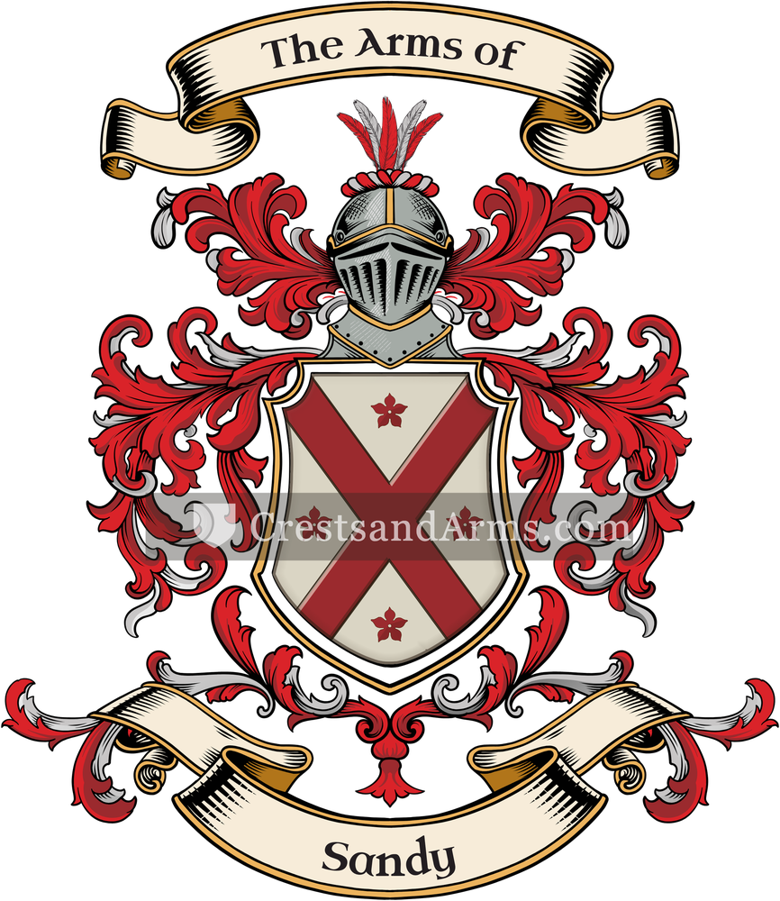 The Sandy coat of arms, drawn from the recorded blazon
