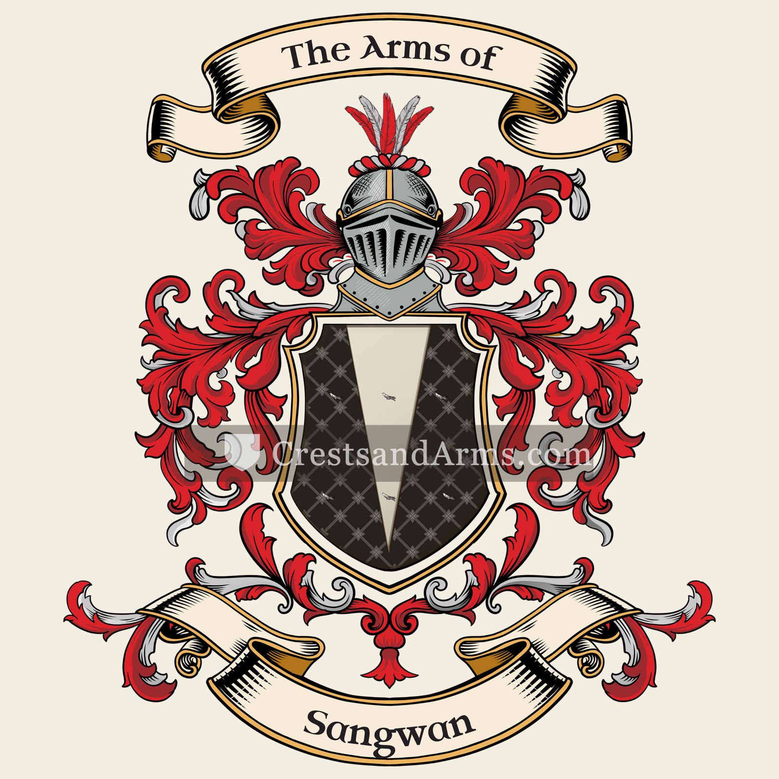 The Sangwan coat of arms, drawn from the recorded blazon