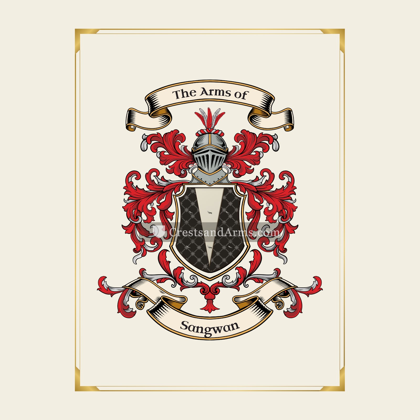 With gold border