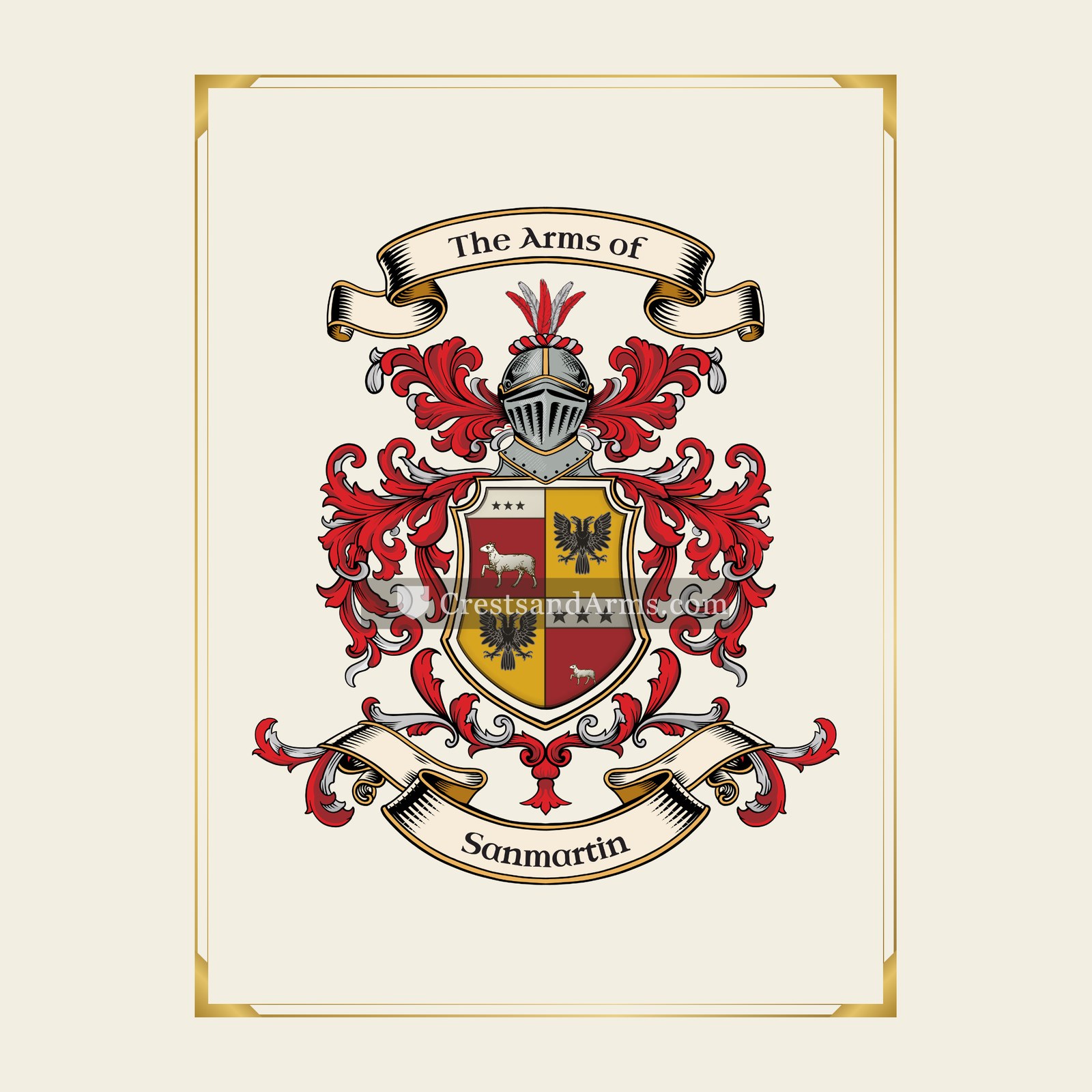 With gold border