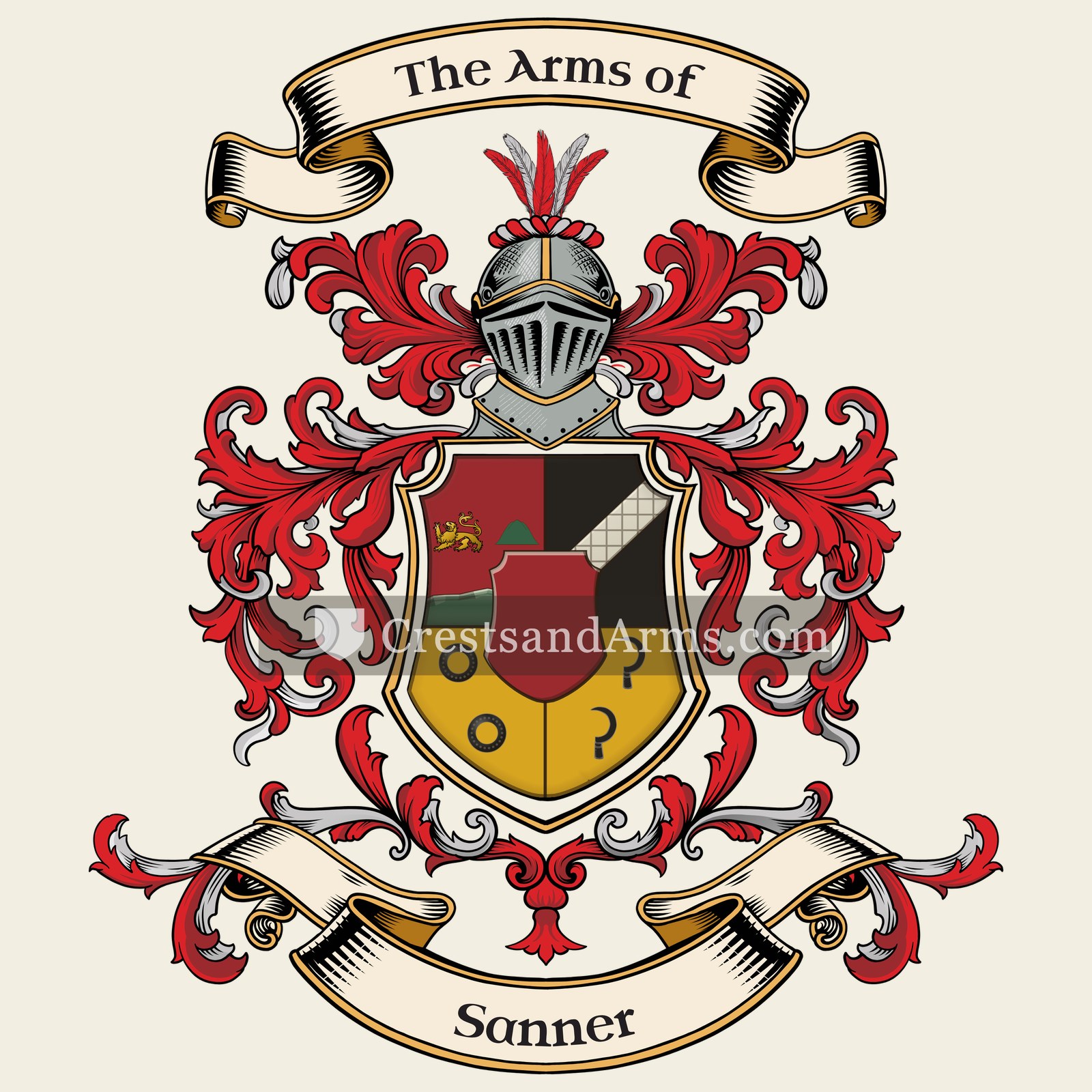 The Sanner coat of arms, drawn from the recorded blazon
