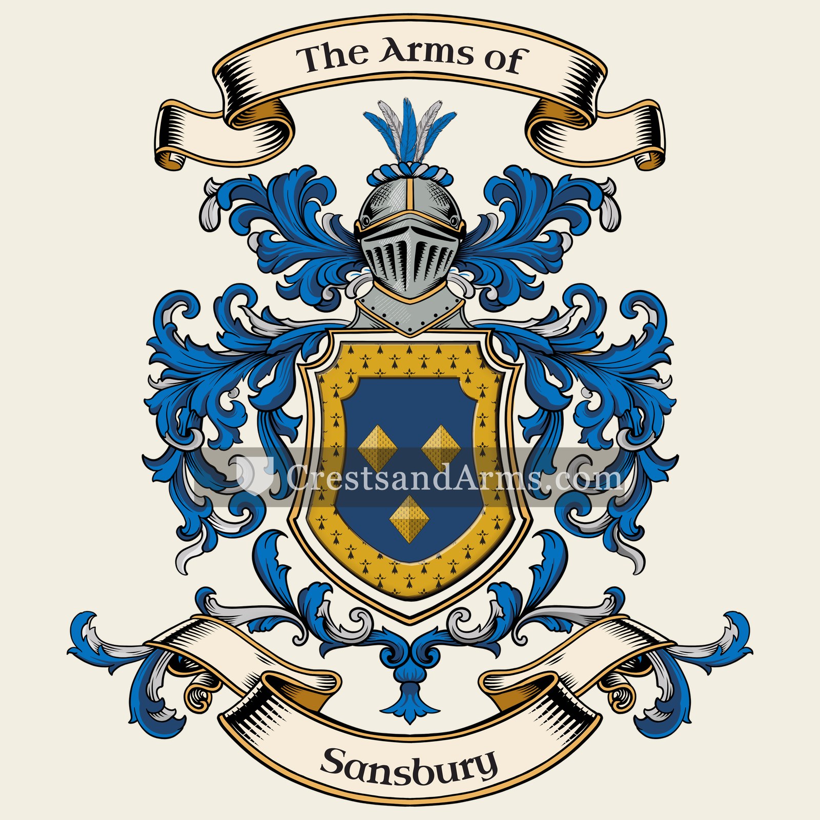 The Sansbury coat of arms, drawn from the recorded blazon