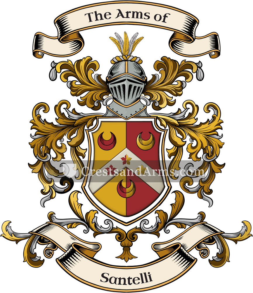 The Santelli coat of arms, drawn from the recorded blazon