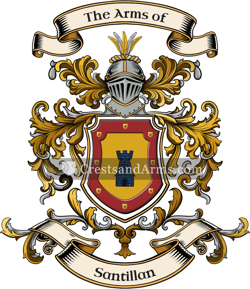 The Santillan coat of arms, drawn from the recorded blazon