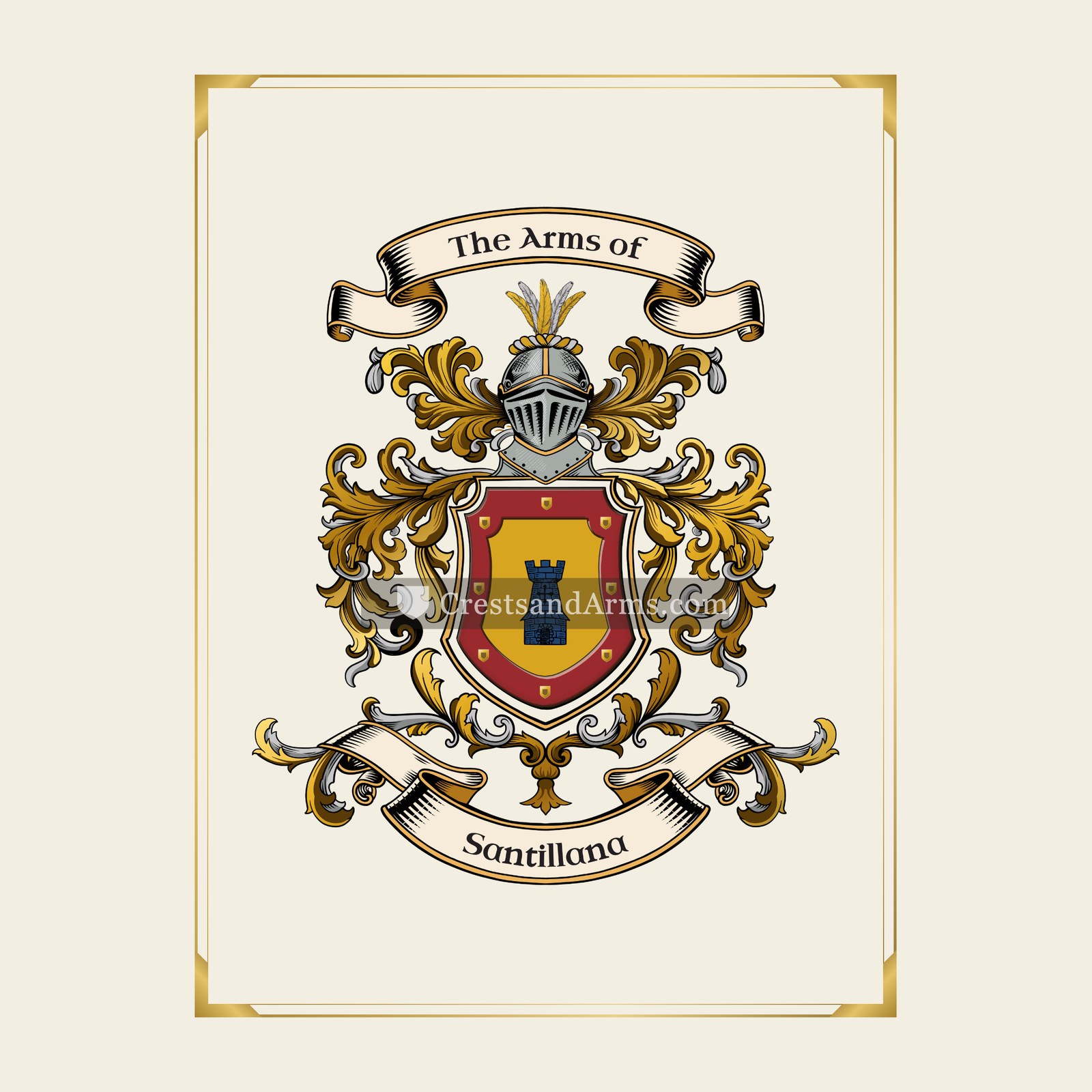 With gold border