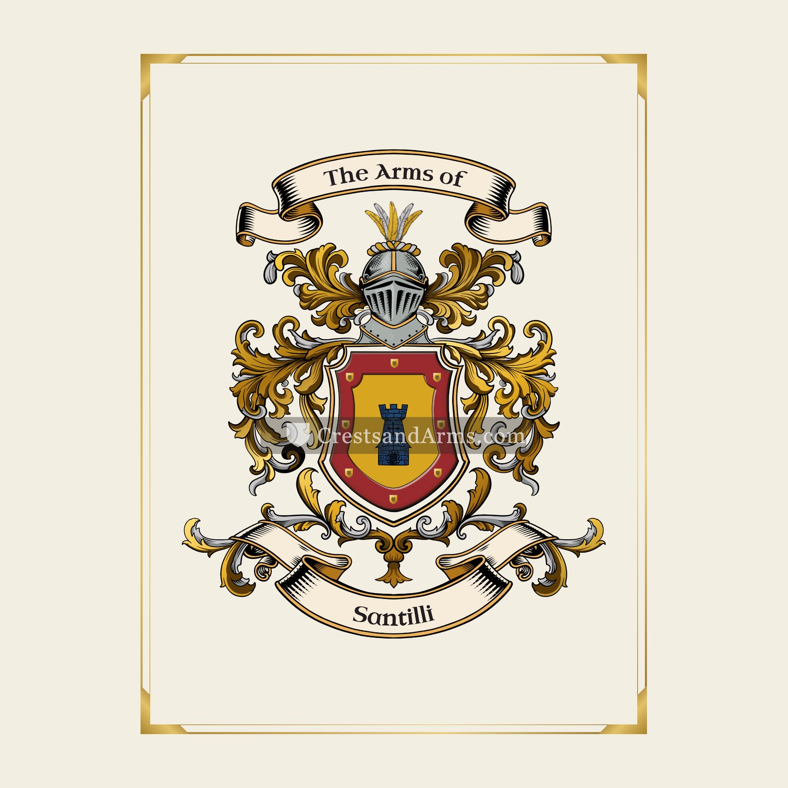 With gold border