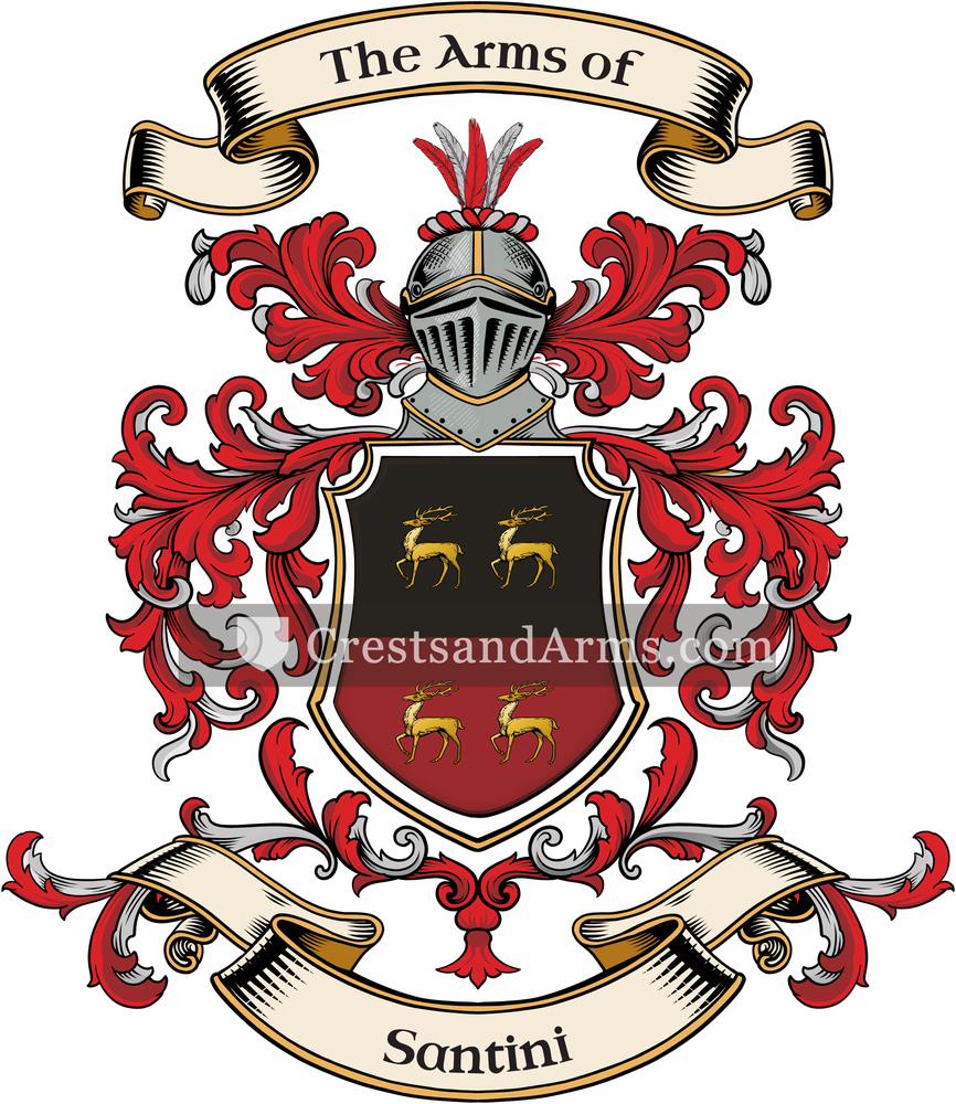 The Santini coat of arms, drawn from the recorded blazon