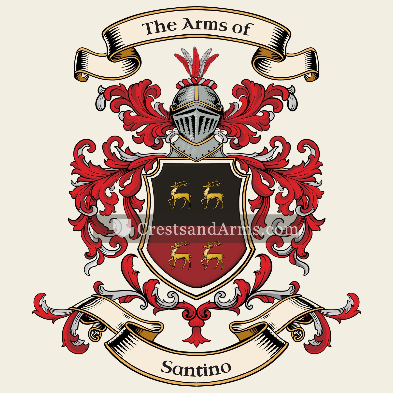 The Santino coat of arms, drawn from the recorded blazon