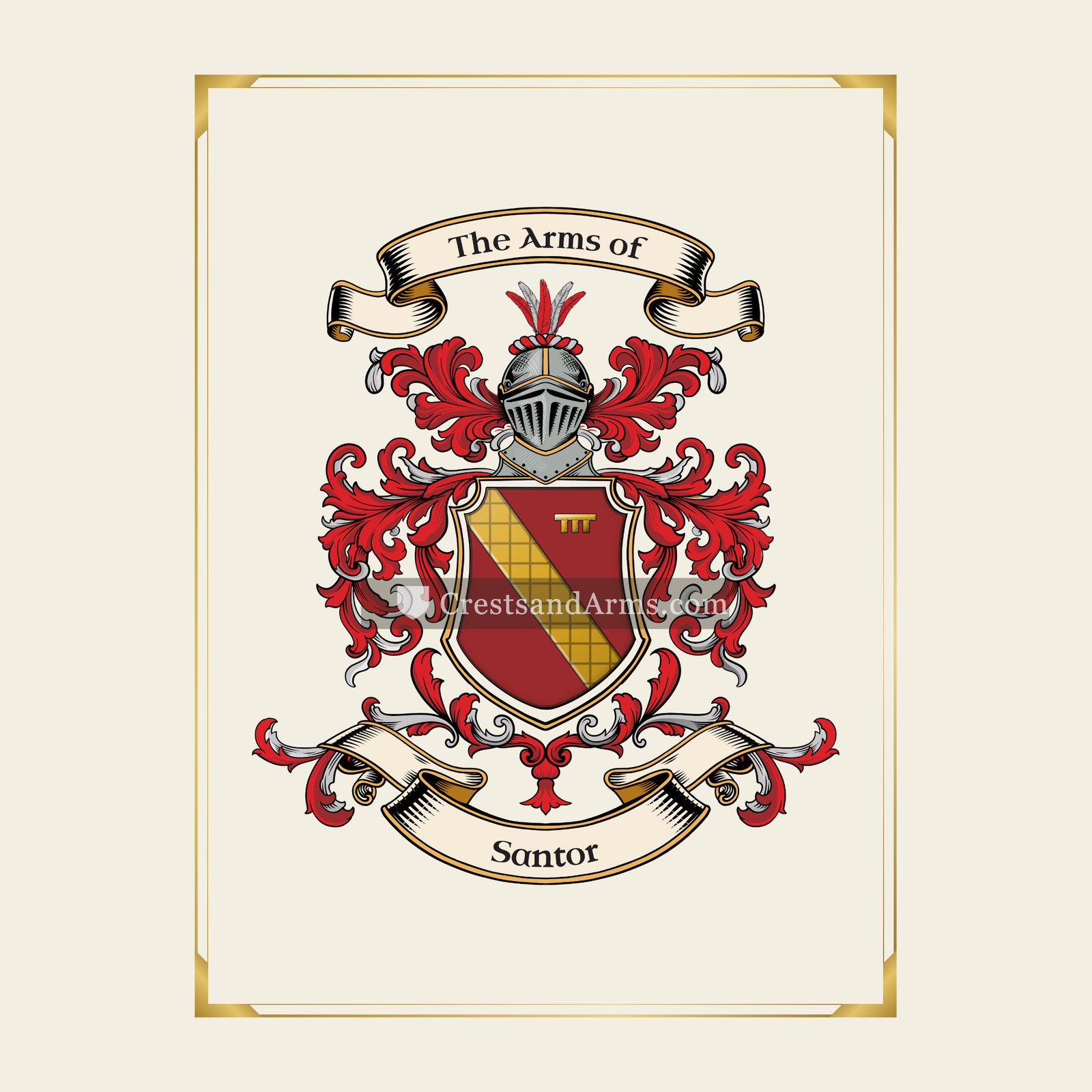 With gold border