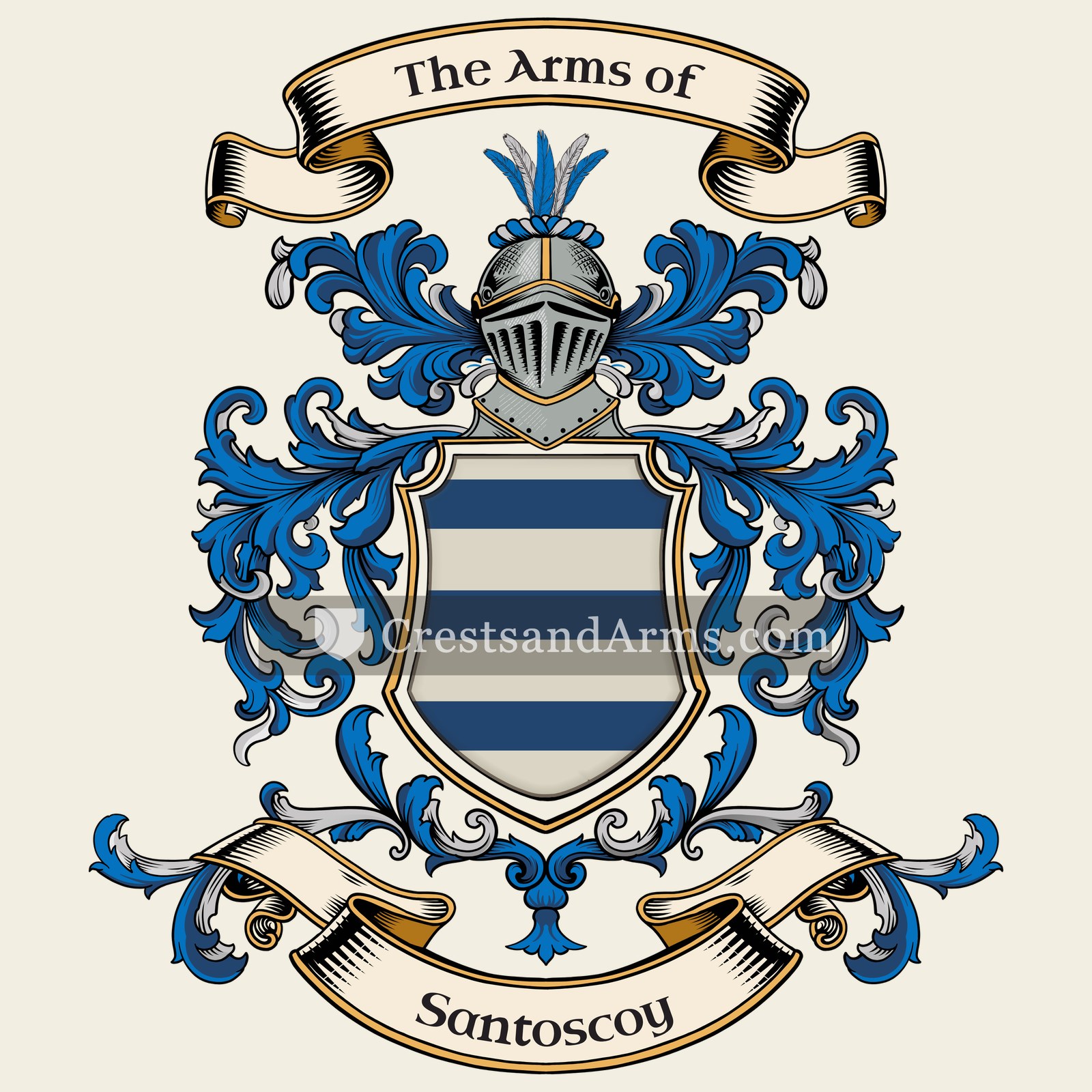 The Santoscoy coat of arms, drawn from the recorded blazon