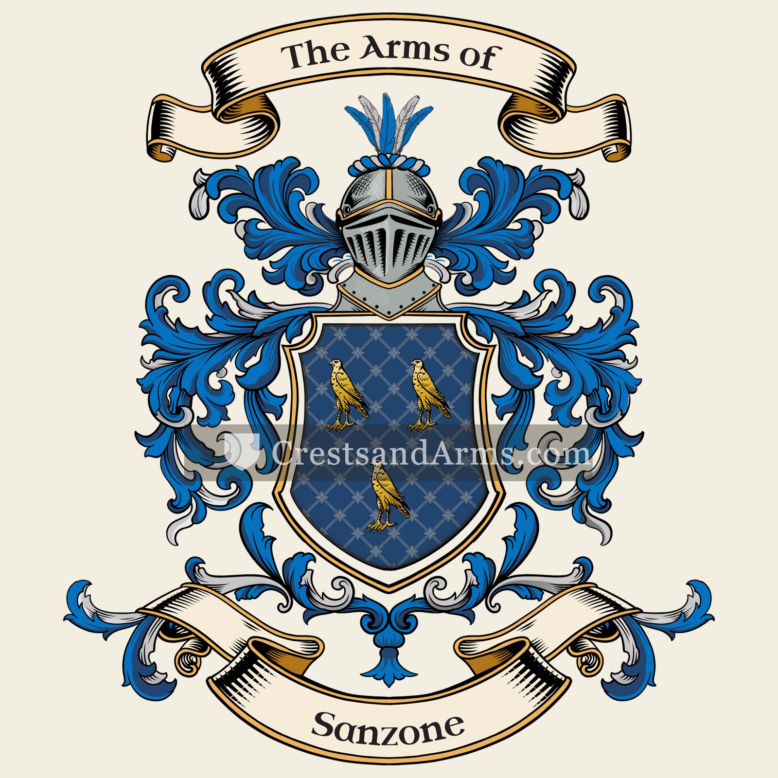The Sanzone coat of arms, drawn from the recorded blazon