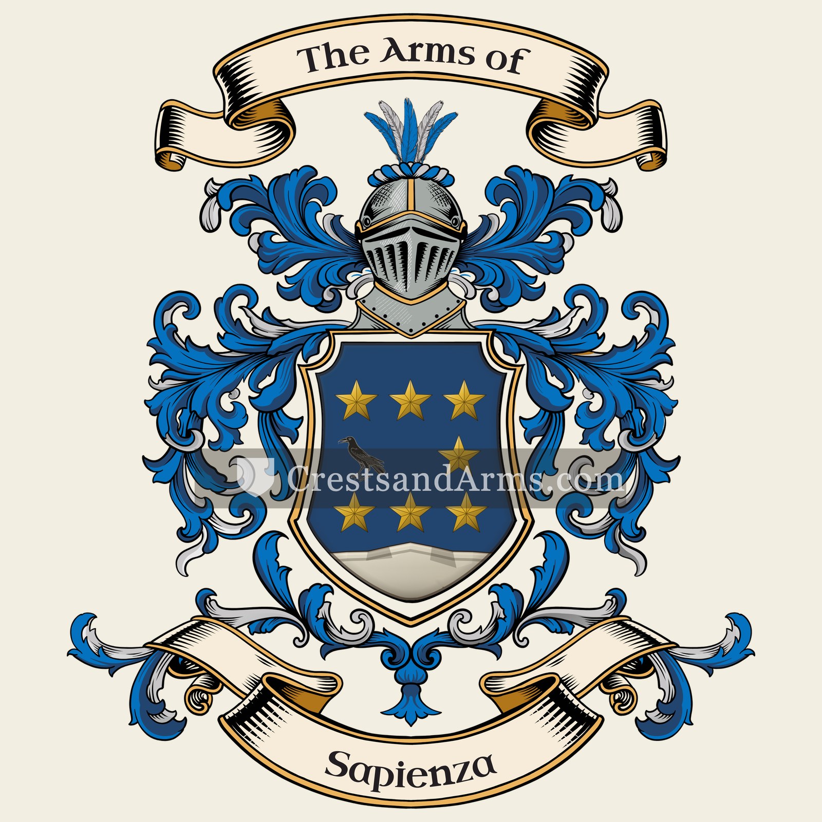 The Sapienza coat of arms, drawn from the recorded blazon