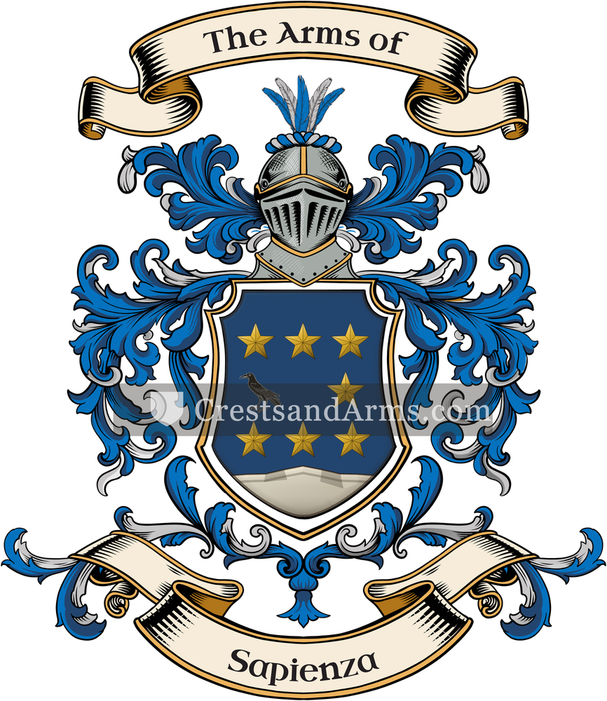 The Sapienza coat of arms, drawn from the recorded blazon