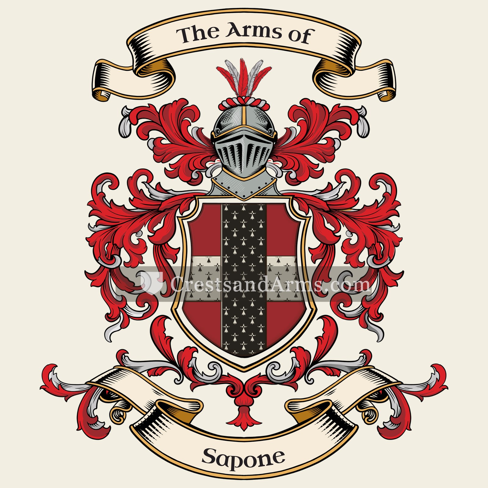 The Sapone coat of arms, drawn from the recorded blazon
