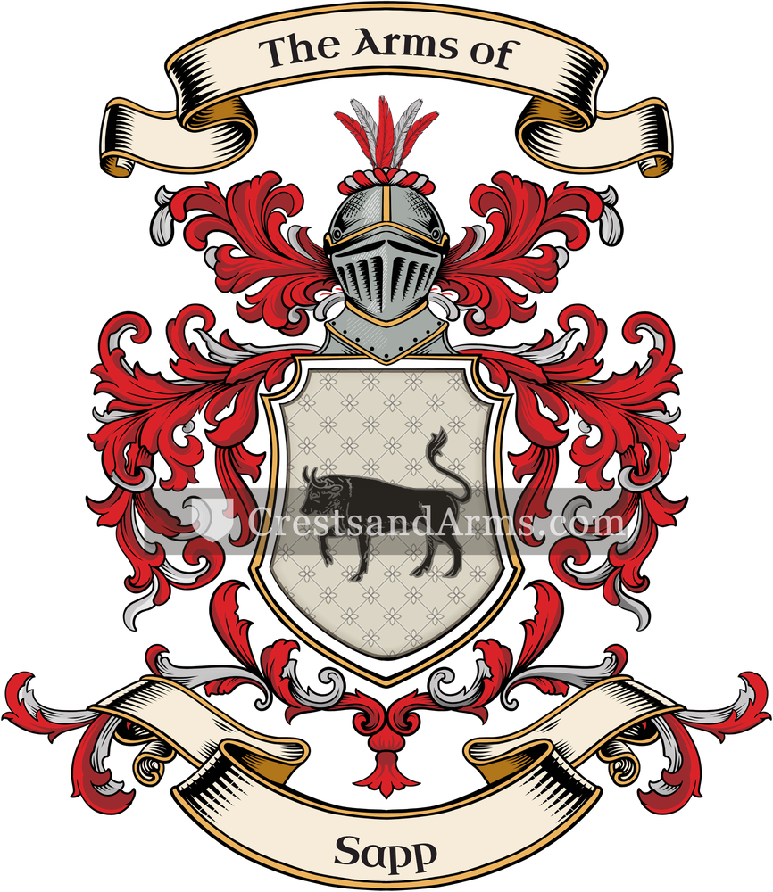 The Sapp coat of arms, drawn from the recorded blazon