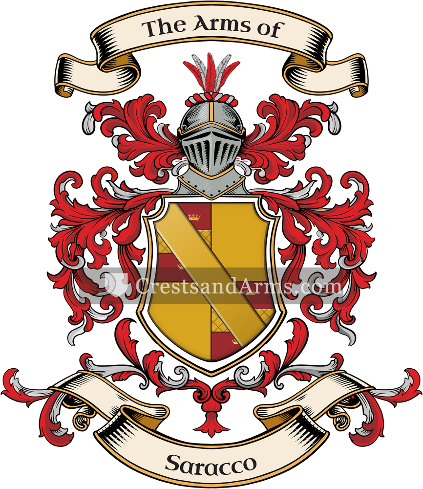 The Saracco coat of arms, drawn from the recorded blazon