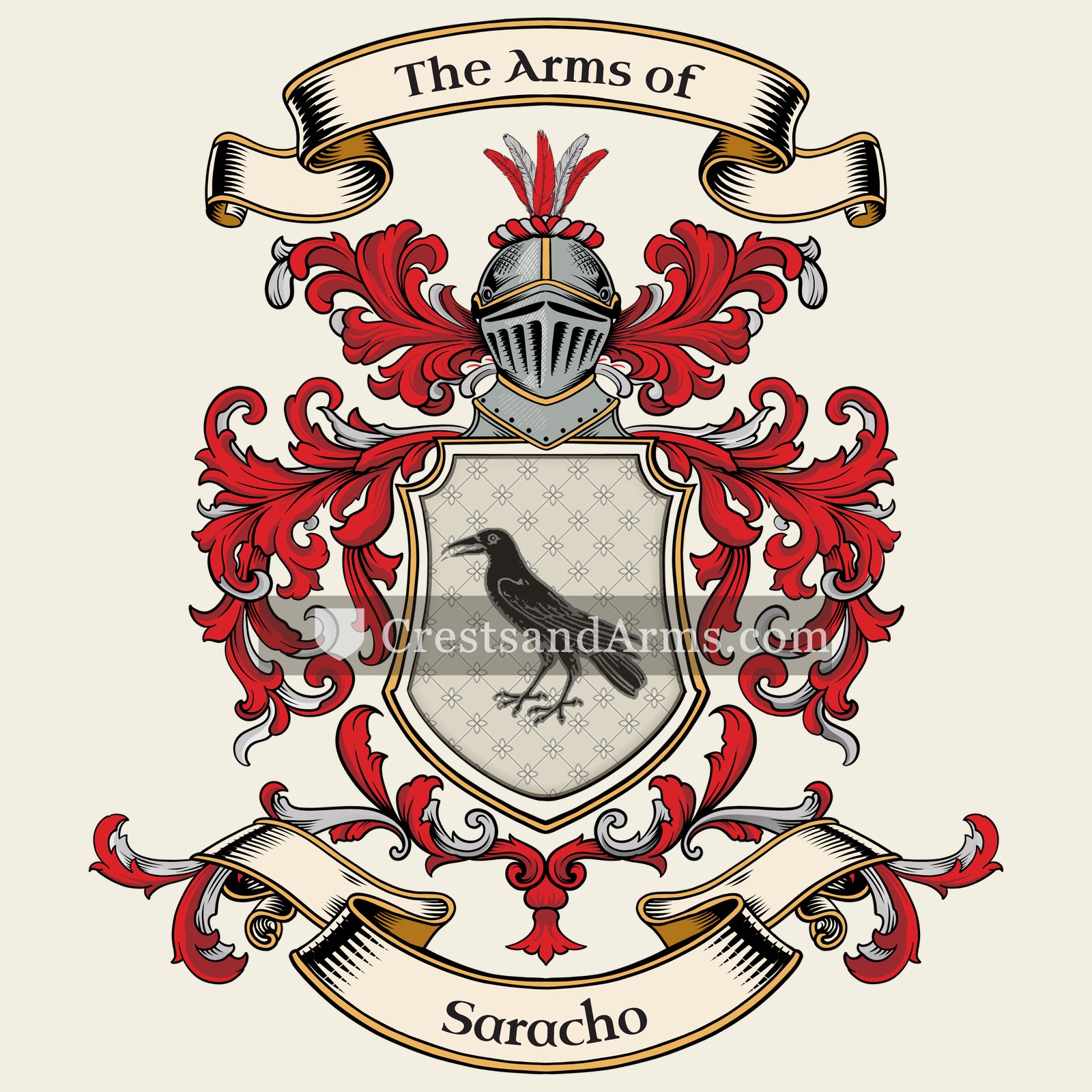 The Saracho coat of arms, drawn from the recorded blazon