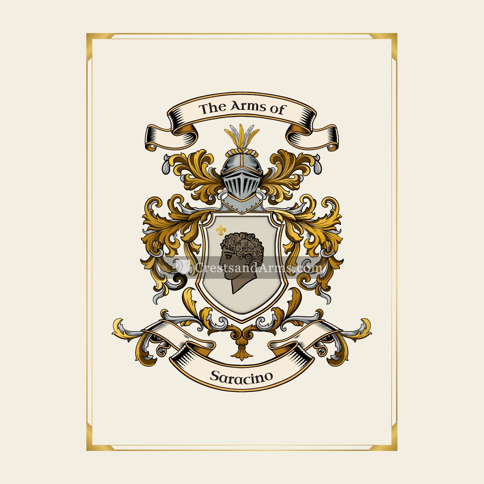 With gold border