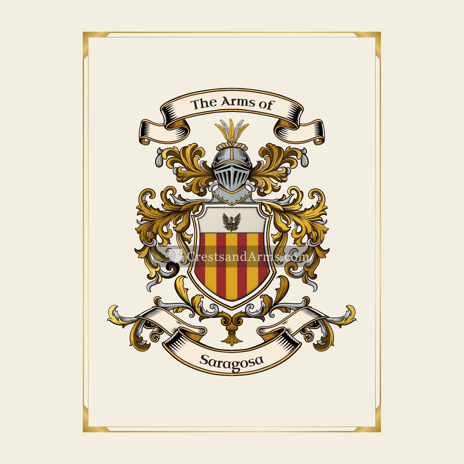 With gold border