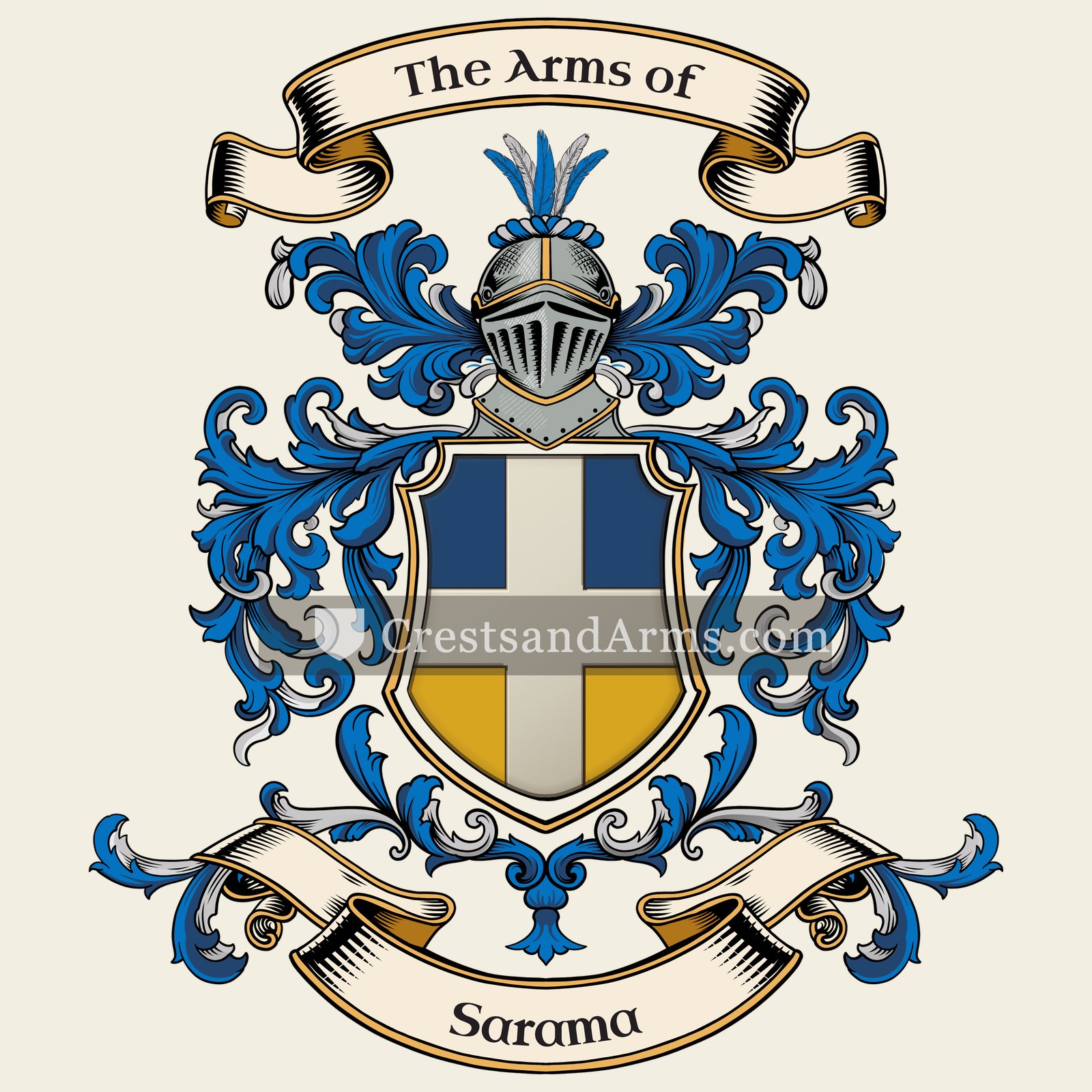 The Sarama coat of arms, drawn from the recorded blazon