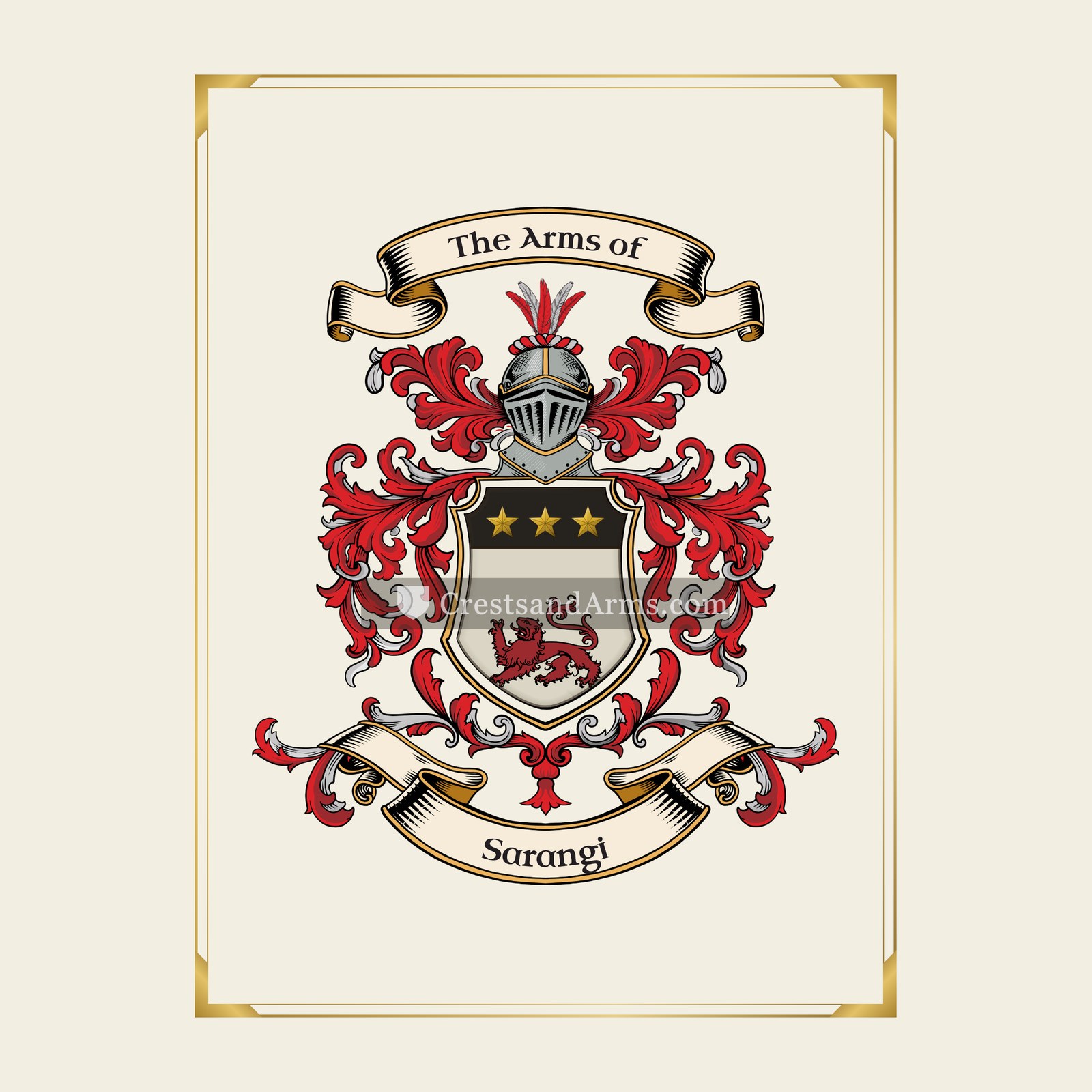 With gold border