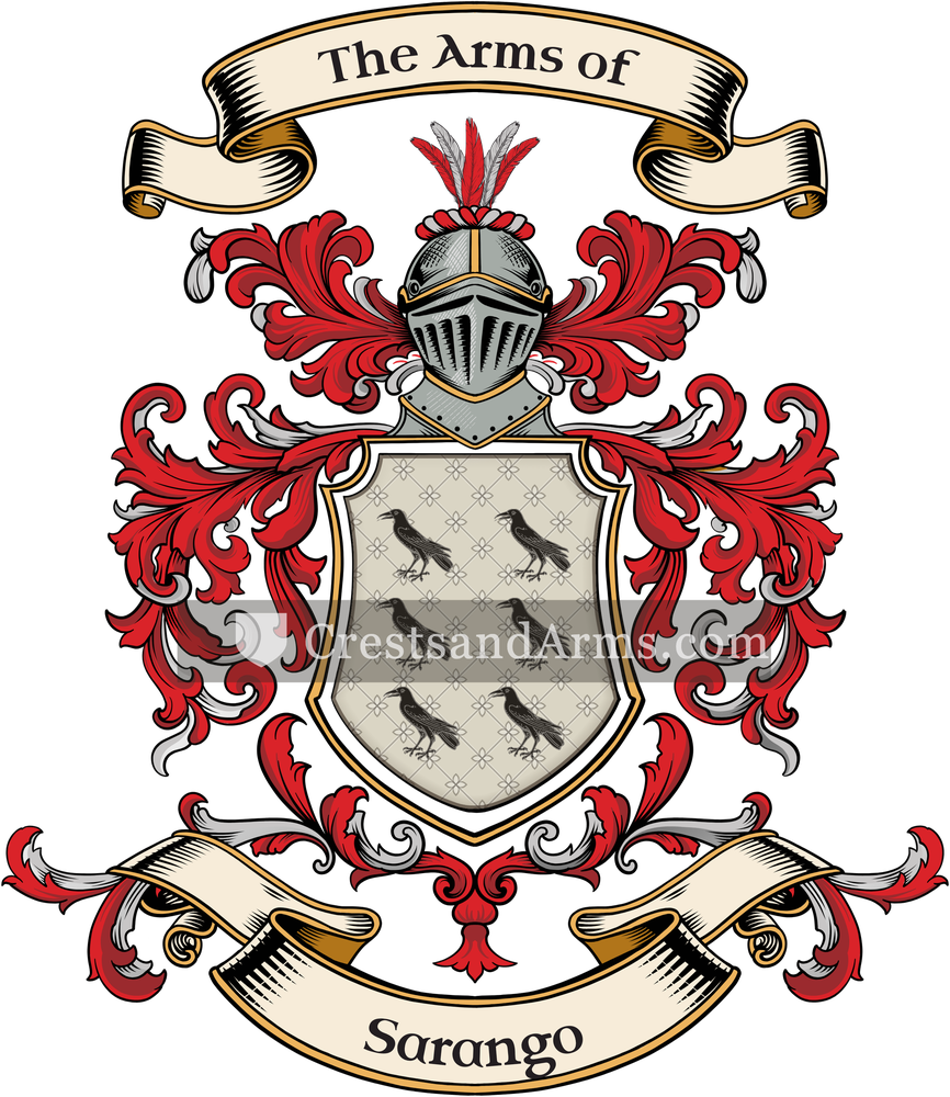 The Sarango coat of arms, drawn from the recorded blazon